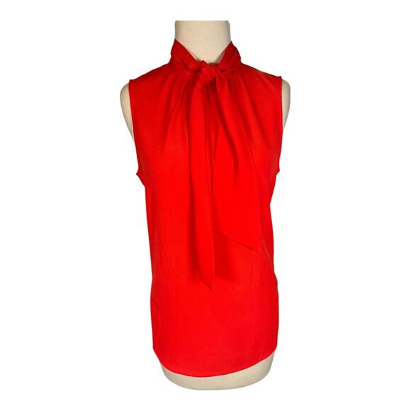 Michael Kors Women's Burnt Orange & Gold Sleeveless High Neck Bow Tie Size Large - Picture 11 of 11